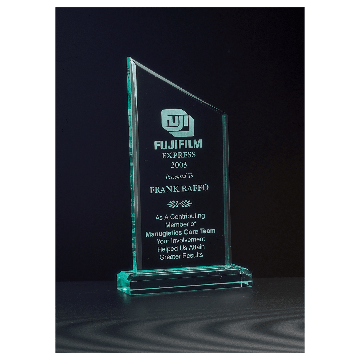 4 3/4" x 7 3/4" Zenith Series Jade Acrylic Award
