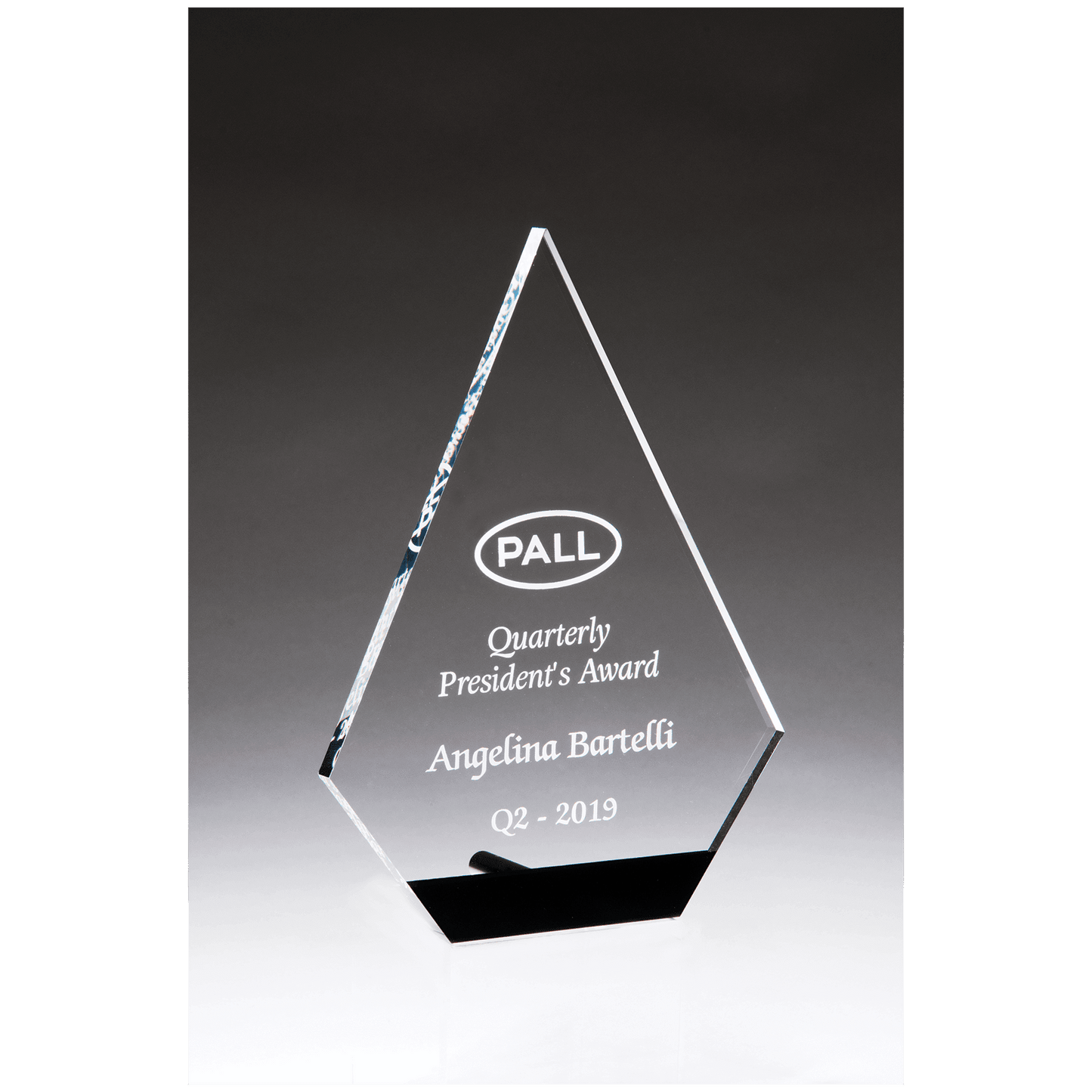 5" x 7" Diamond Series Clear Acrylic with Black Accent and Silver Post