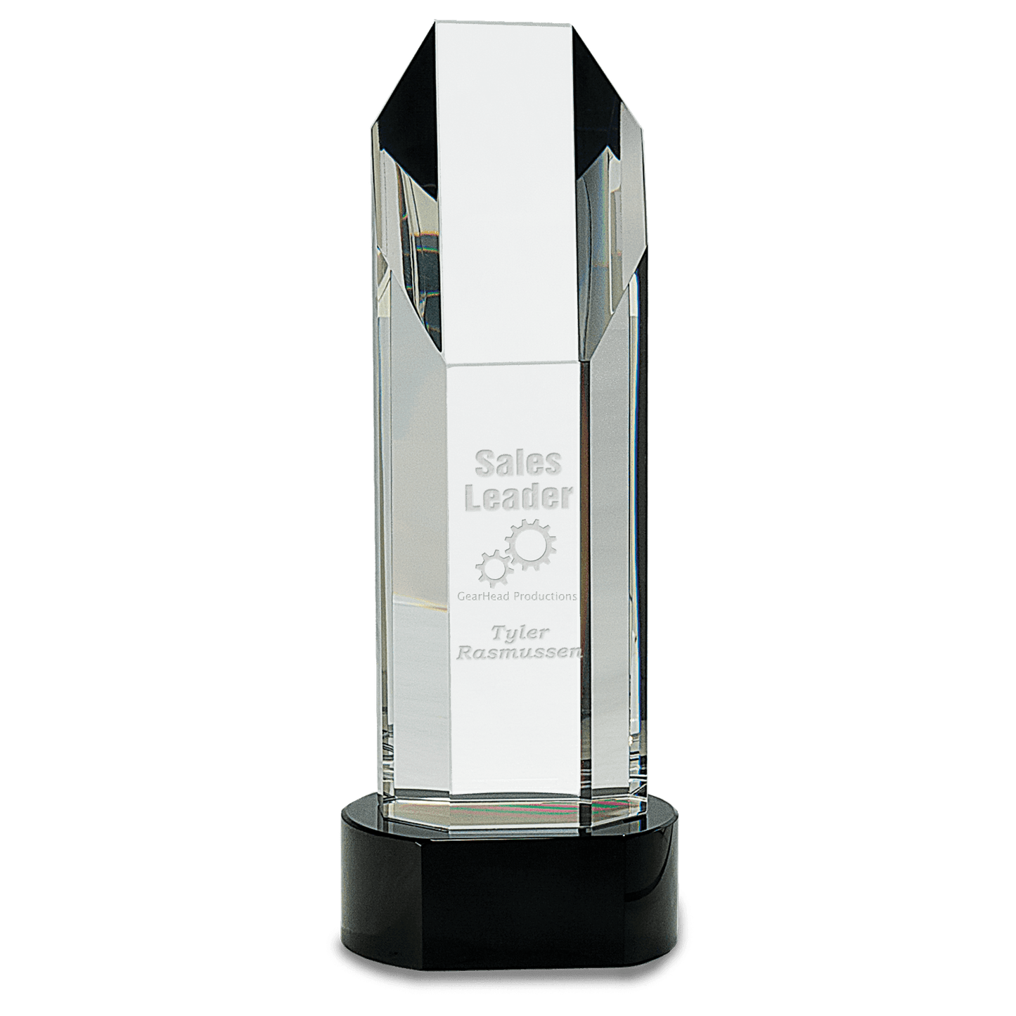 10 3/4" Octagon Slant-Top Crystal on Black Pedestal Base