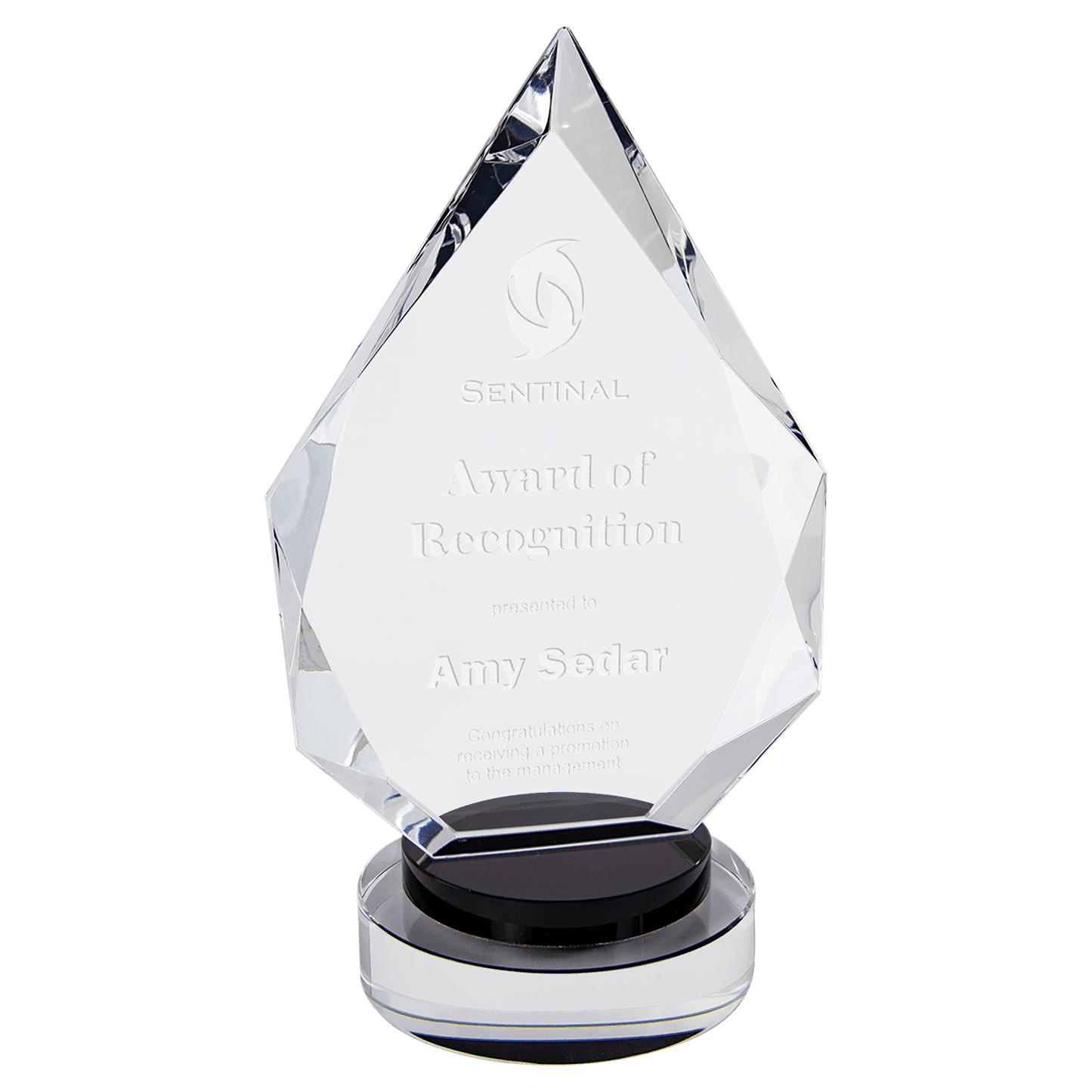 Black & Clear 8 1/4" Diamond Crystal on Round Base