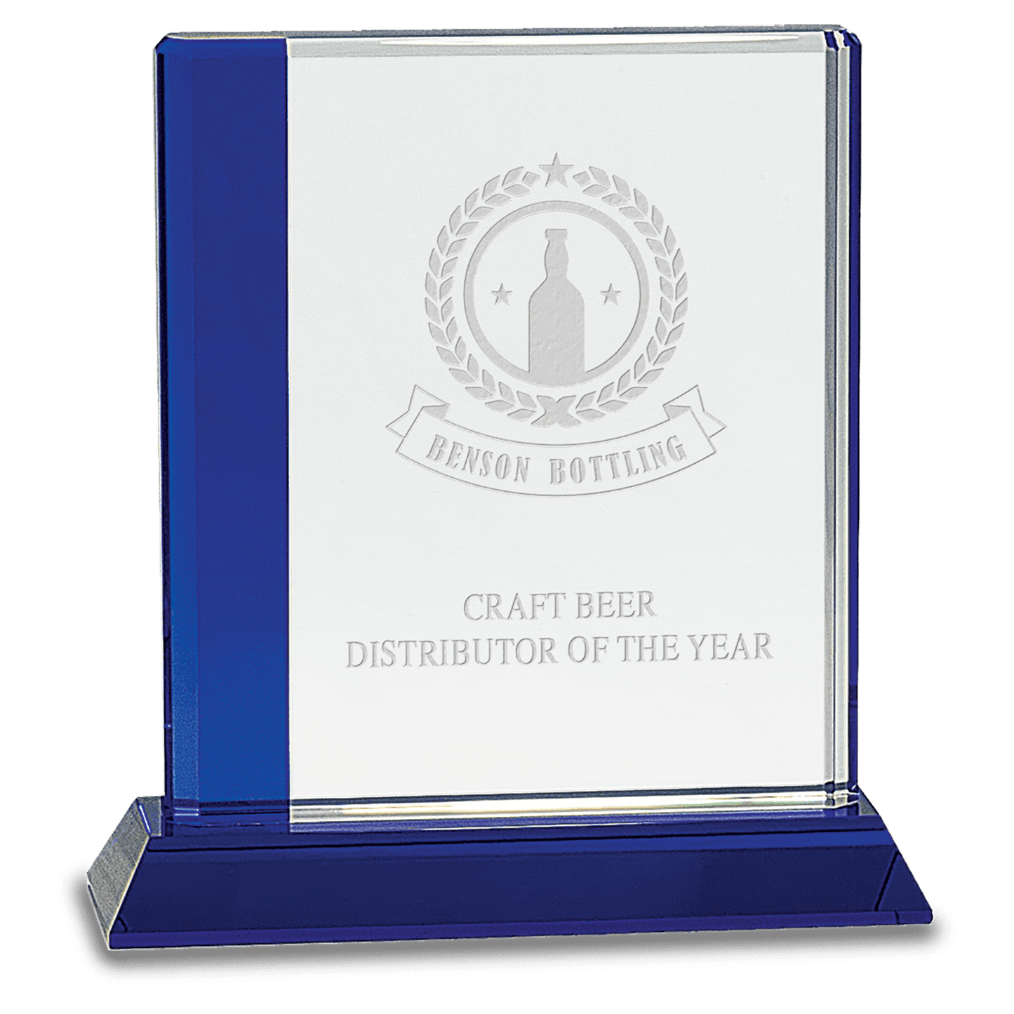 6 1/2" x 7" Blue Edge Crystal on Blue Base