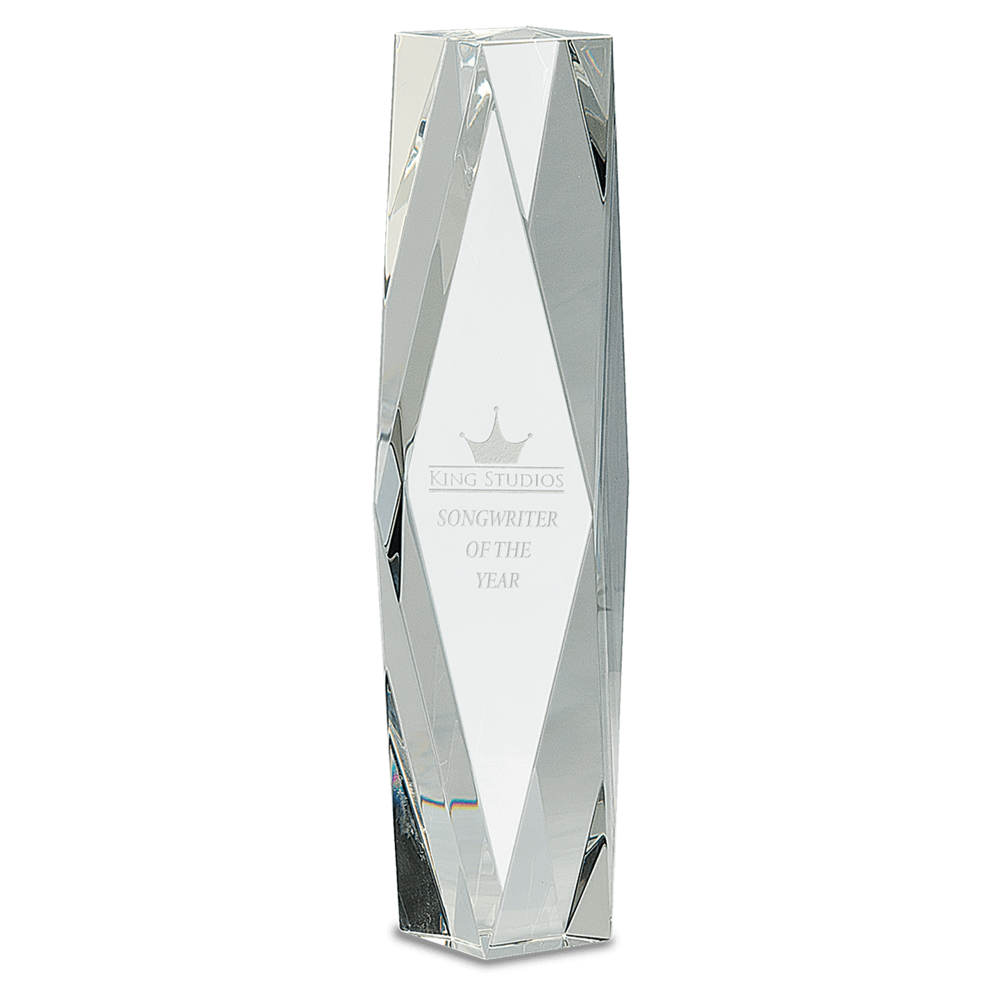 12" Clear Crystal Facet Tower