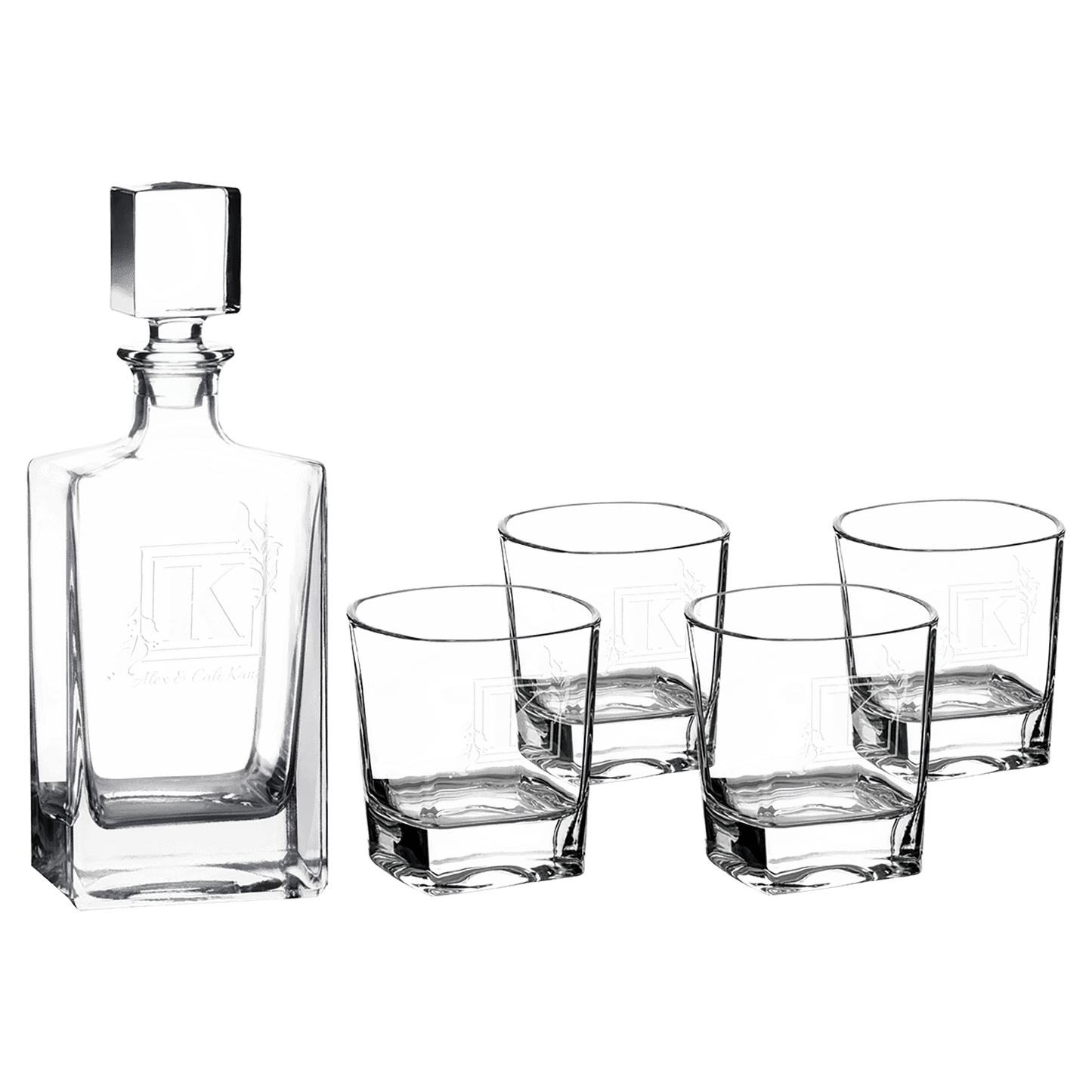 polar-camel-rectangle-glass-decanter-set