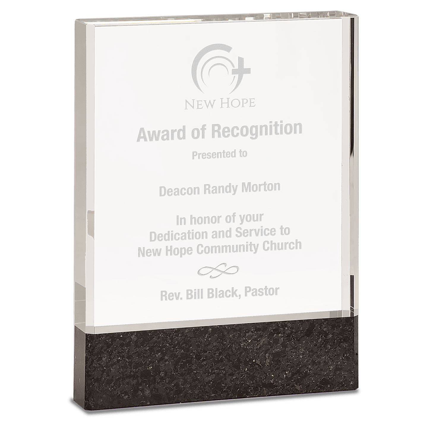 6" x 8" Clear Fusion Crystal Award with Genuine Black Marble