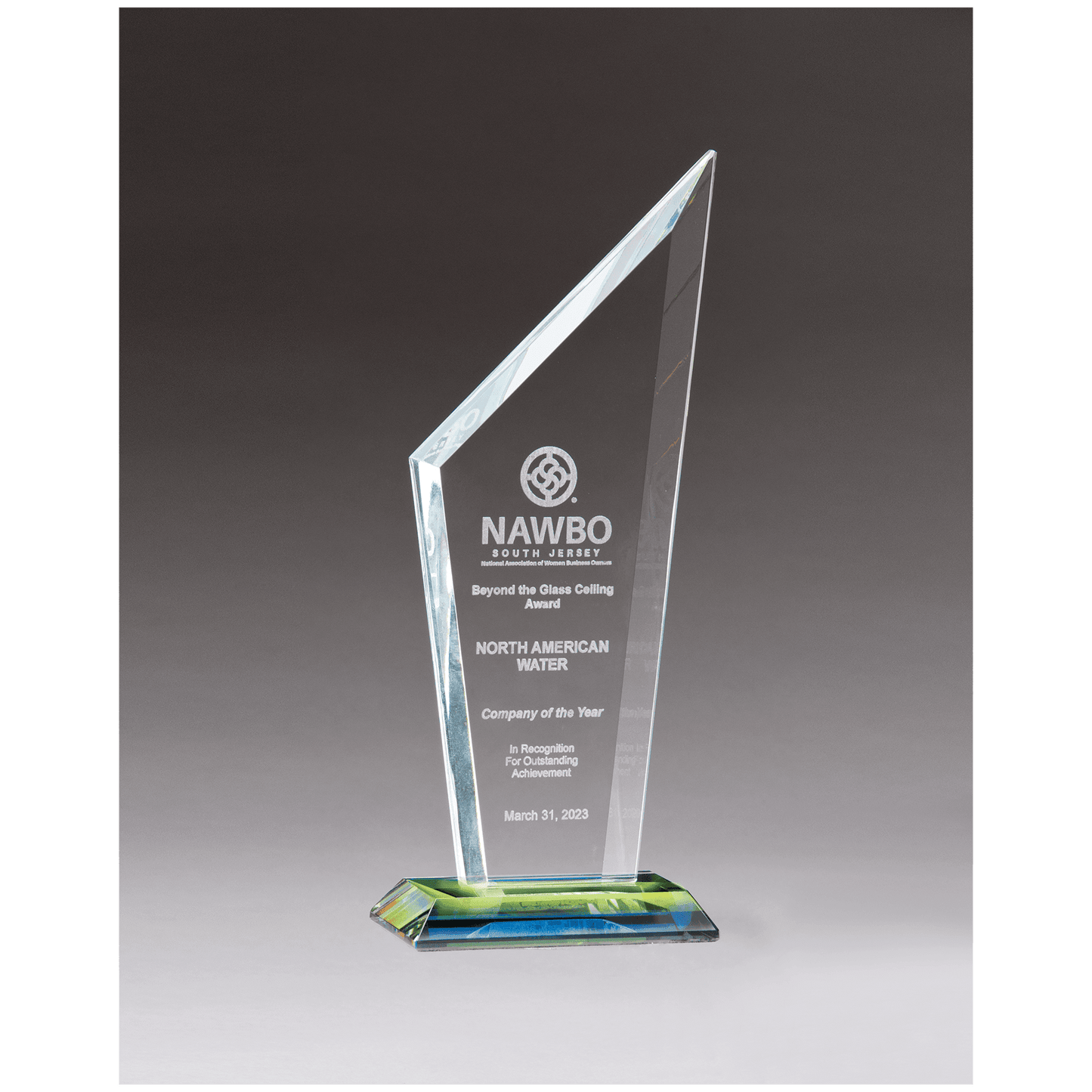 3 5/8" x 9 5/8" x 3/8" Thick Zenith Series Clear Glass with Prism-Effect Base