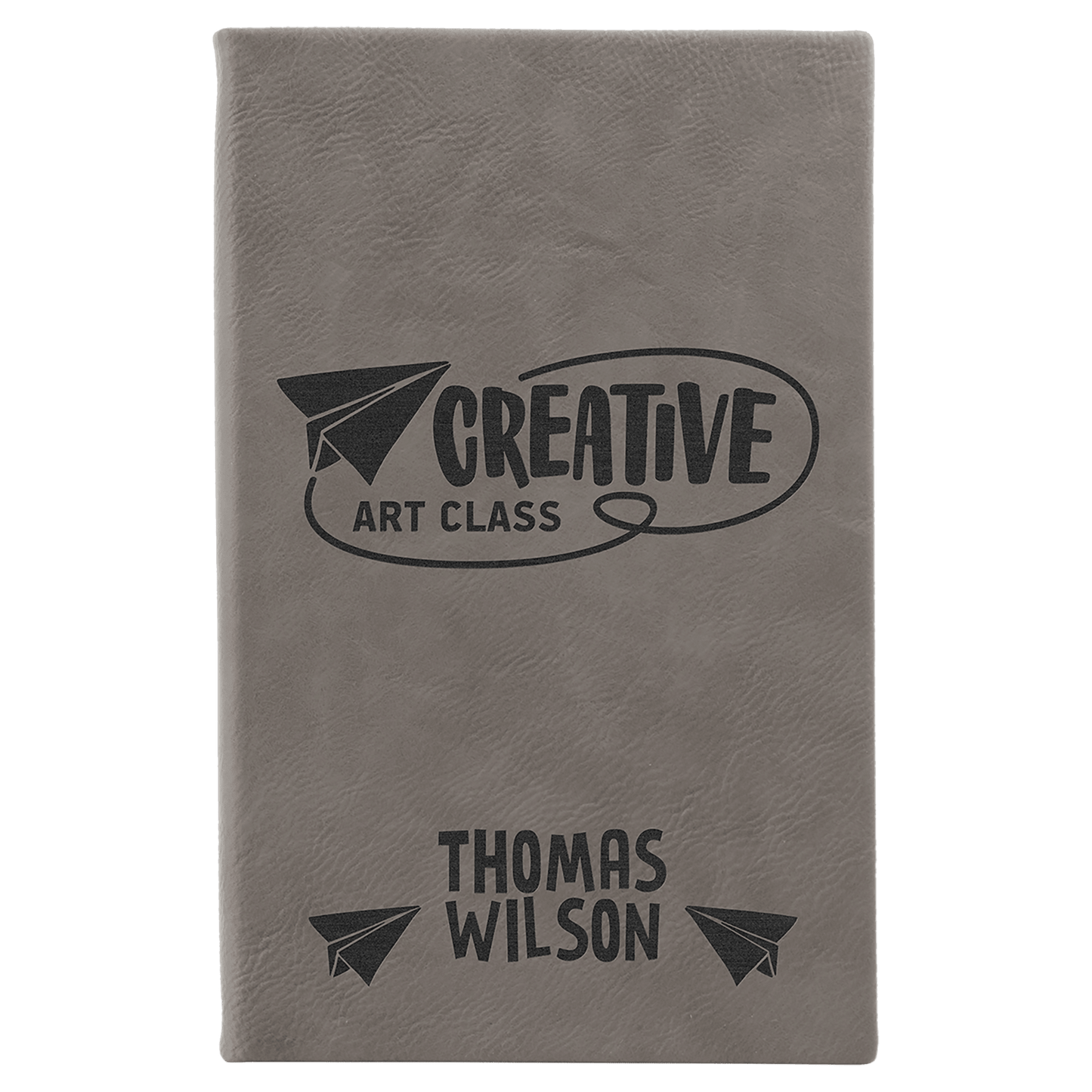 Gray 5 1/4" x 8 1/4" Laserable Leatherette Sketch Book with Unlined Notepad