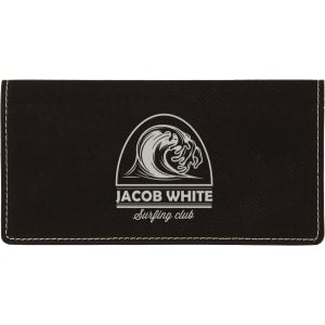 Black/Silver Leatherette Checkbook Cover