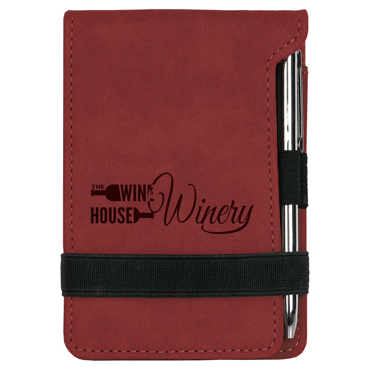 3 1/4" x 4 3/4" Rose Laserable Leatherette Mini Notepad with Pen