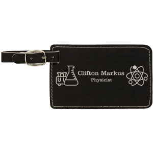 Black/Silver Leatherette Luggage Tag