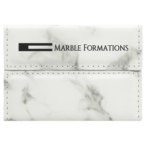 White Marble Leatherette Hard Business Card Case with Magnetic Closure