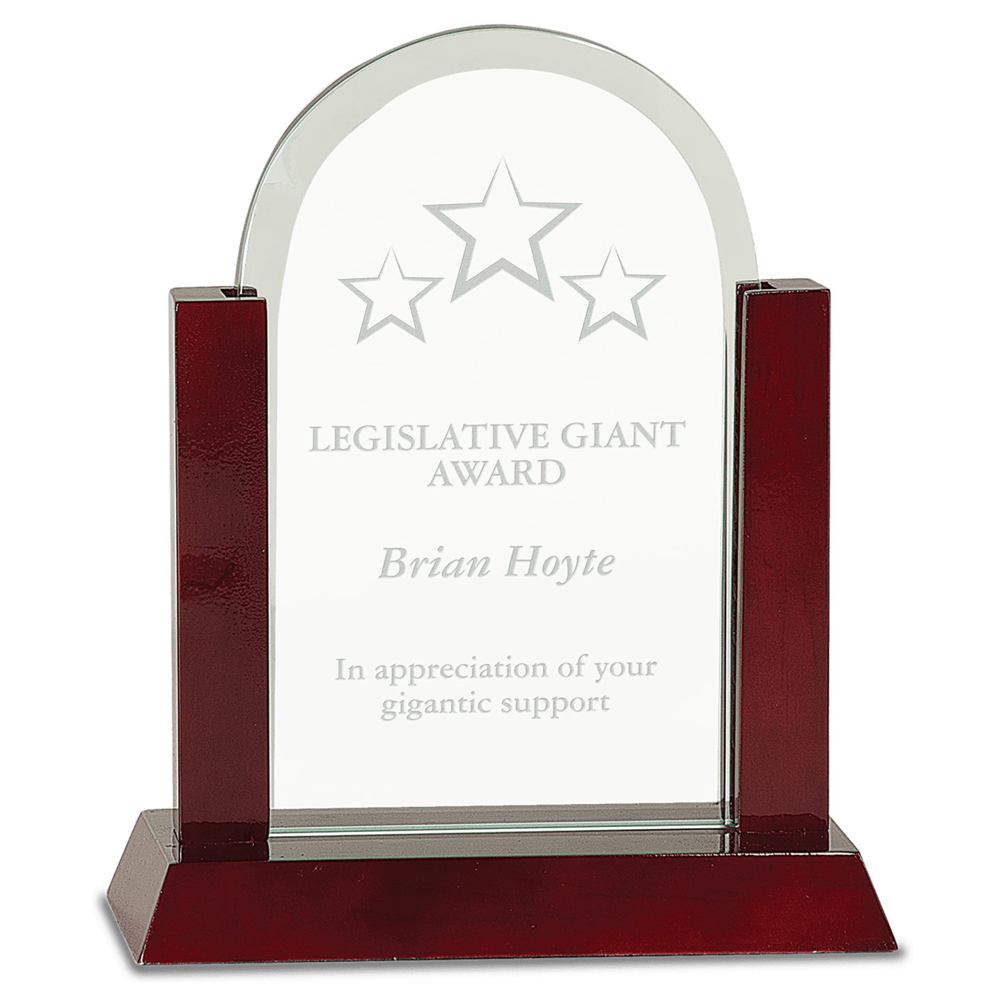 8" Gateway Jade Dome Glass Award with Rosewood Finish Base