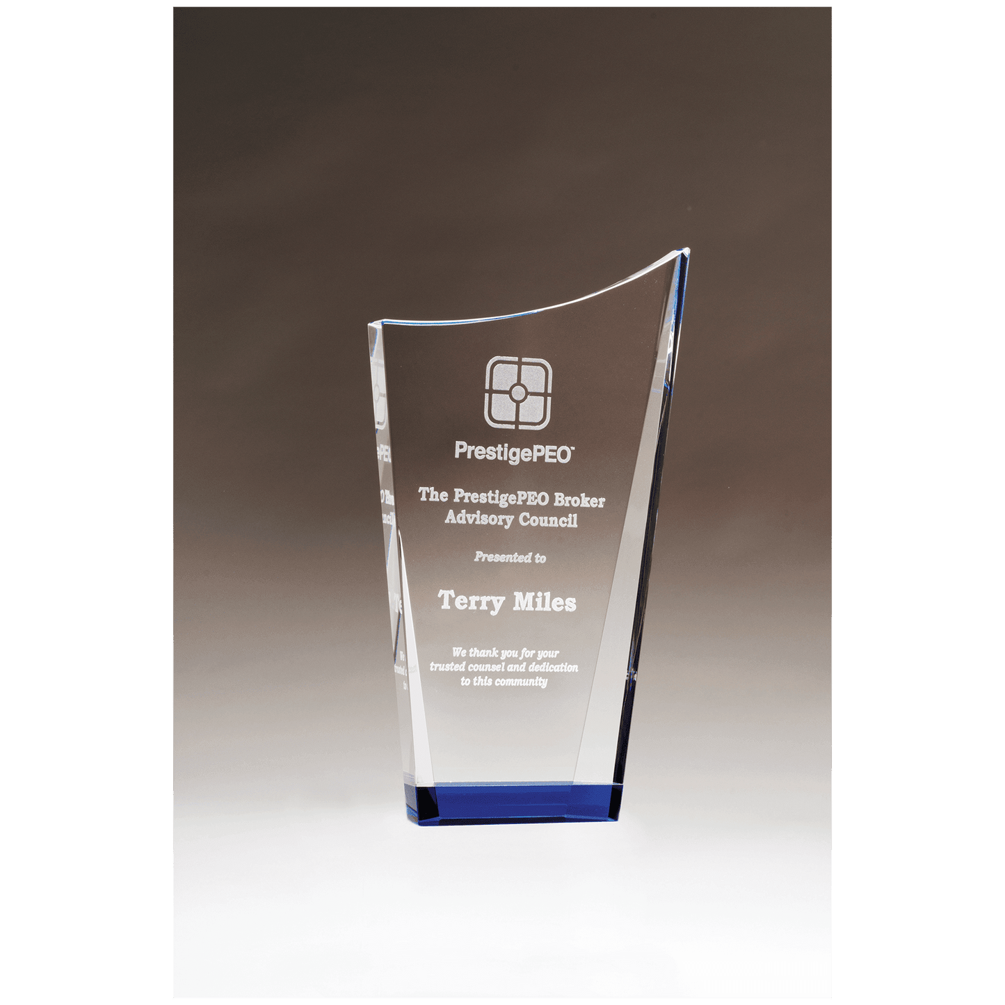 5 1/8" x 8 7/8" Contemporary Series Crystal with Blue Cry stal Bottom