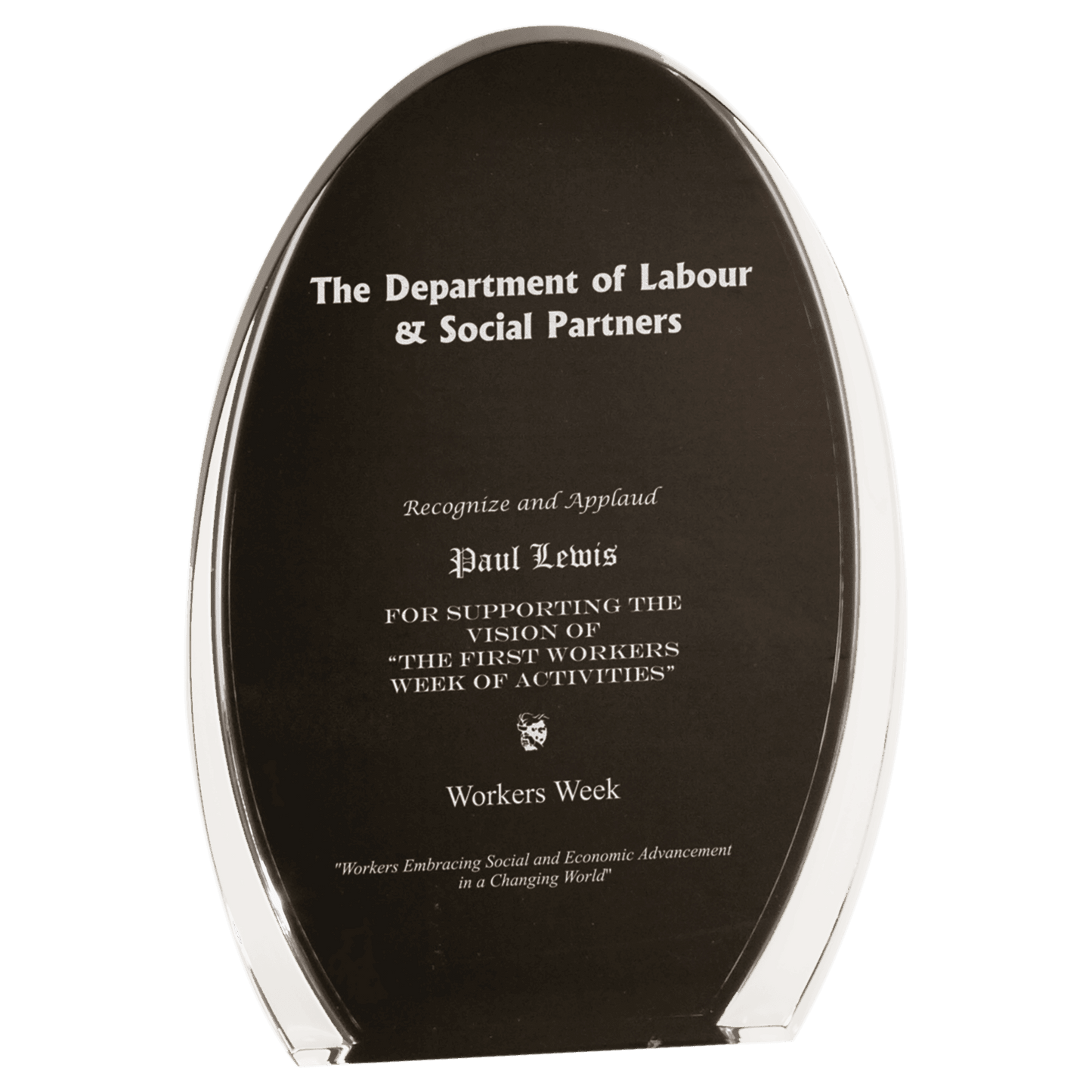 Black/Clear 8"/ Luminary Oval Acrylic