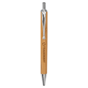 Bamboo Ballpoint Pen with Silver Trim