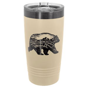 Polar Camel 20 oz. Warm Sand/Ghost Black ION-Plated Tumbler with Slider Lid