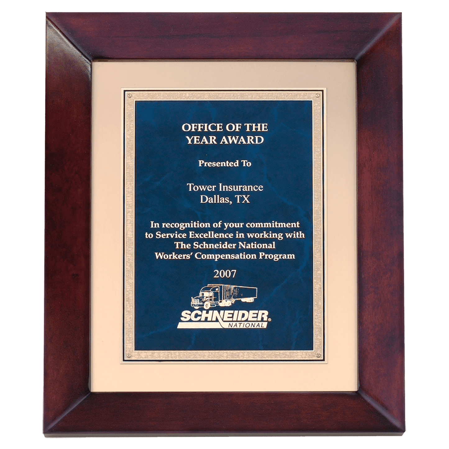12" x 15" Airflyte Cherry Finish with Gold Metal Background and Sapphire Marble and Gold Florentine Border LaserFX Plate