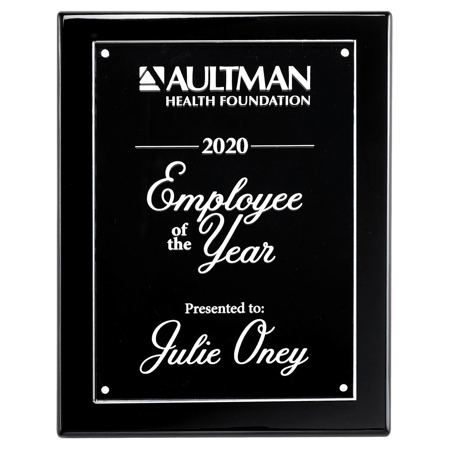 Black 8x10 High Gloss Plaque wtih Acrylic Engraving Plate