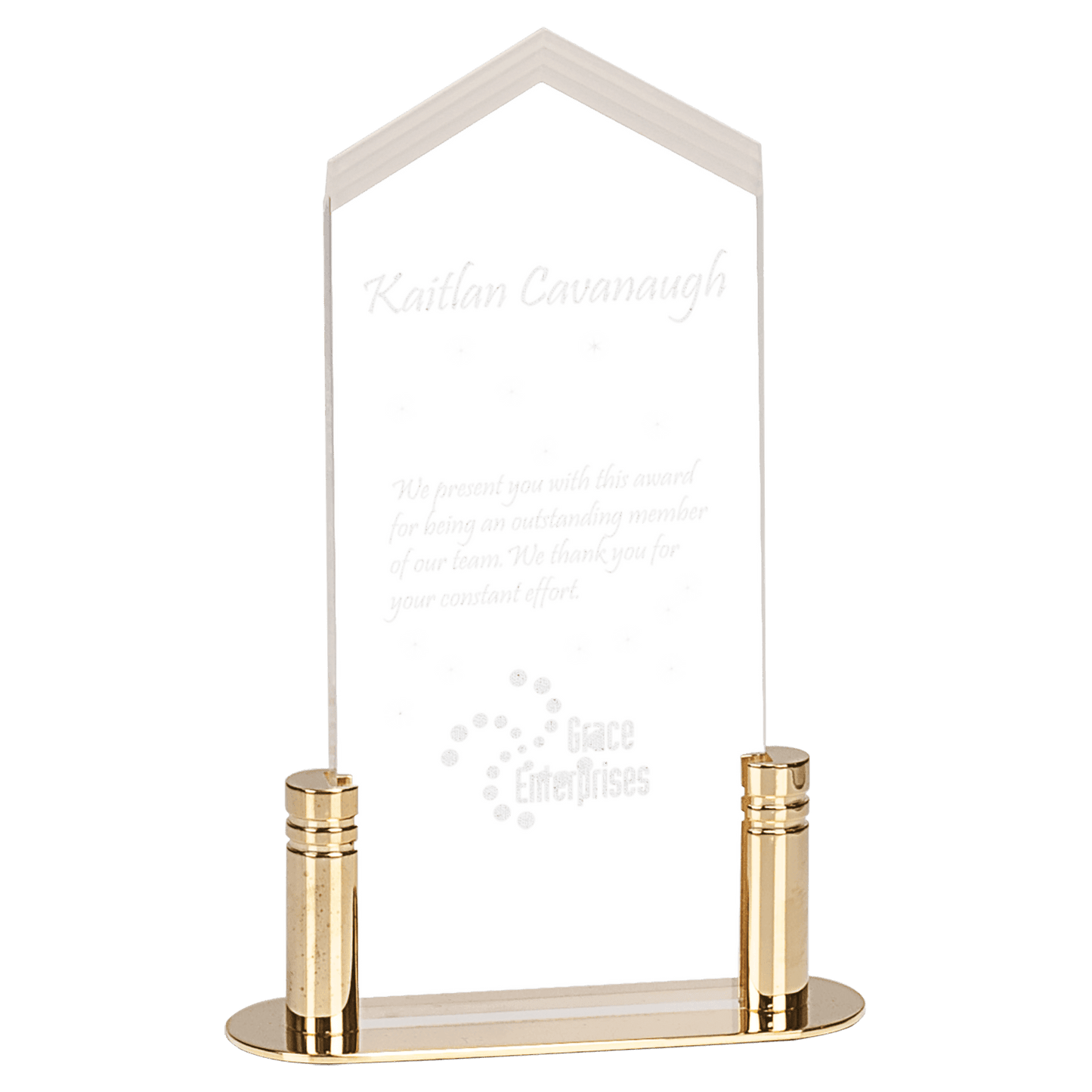 Small Clear Frosted Arrow Acrylic with Brass Base