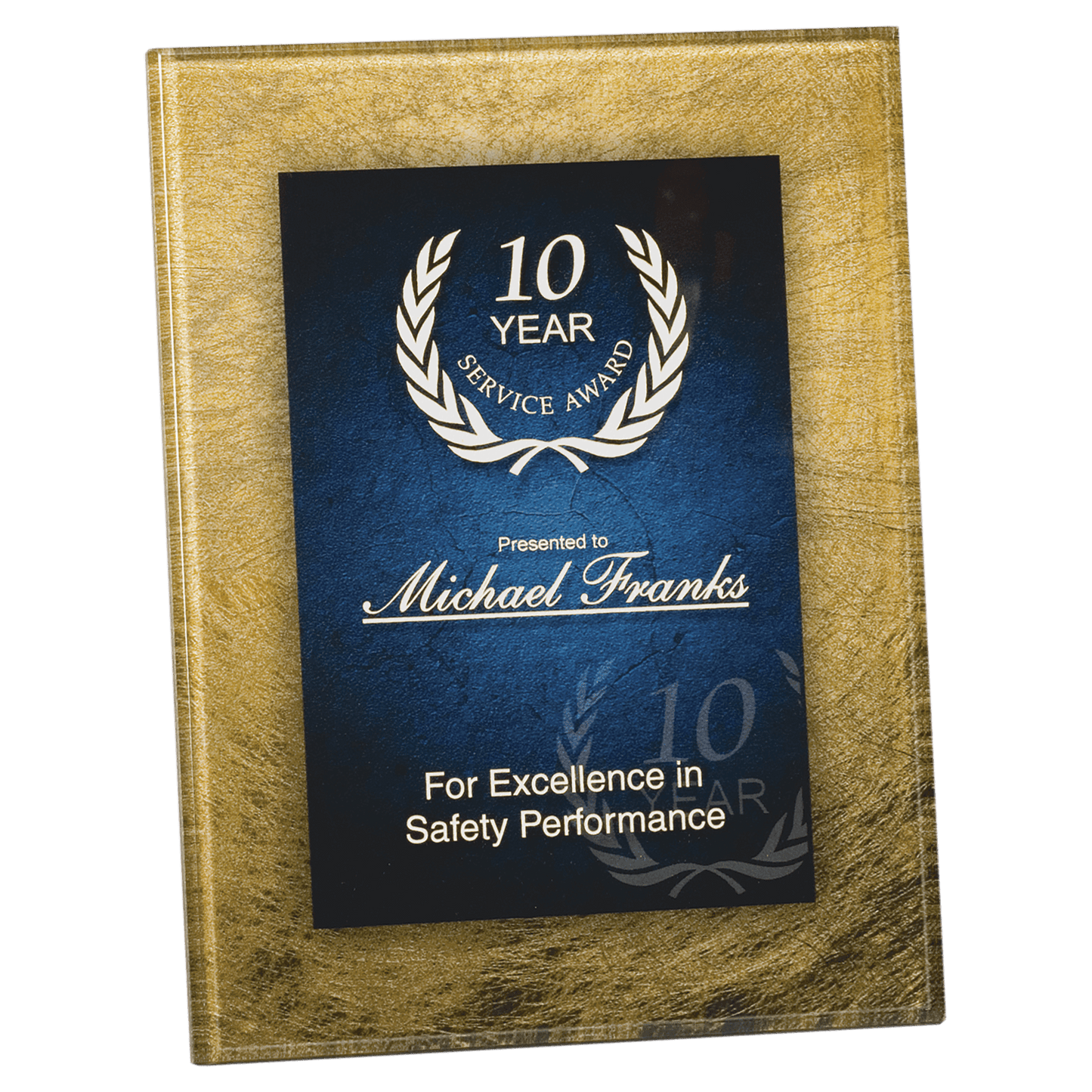 Gold/Blue 6 1/2" x 8 1/2"/ Acrylic Art Plaque with Easel/Hanger