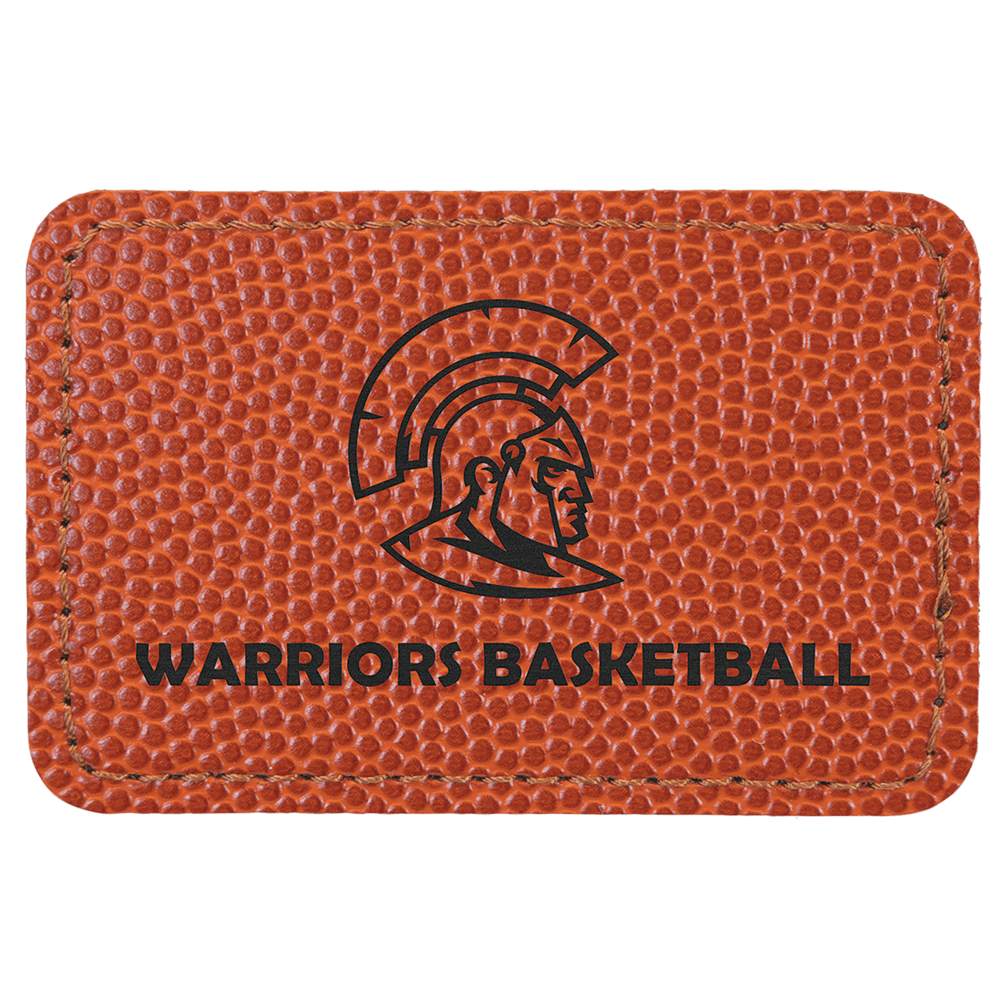 Basketball 3" x 2" Rectangle Laserable Leatherette Patch with Adhesive