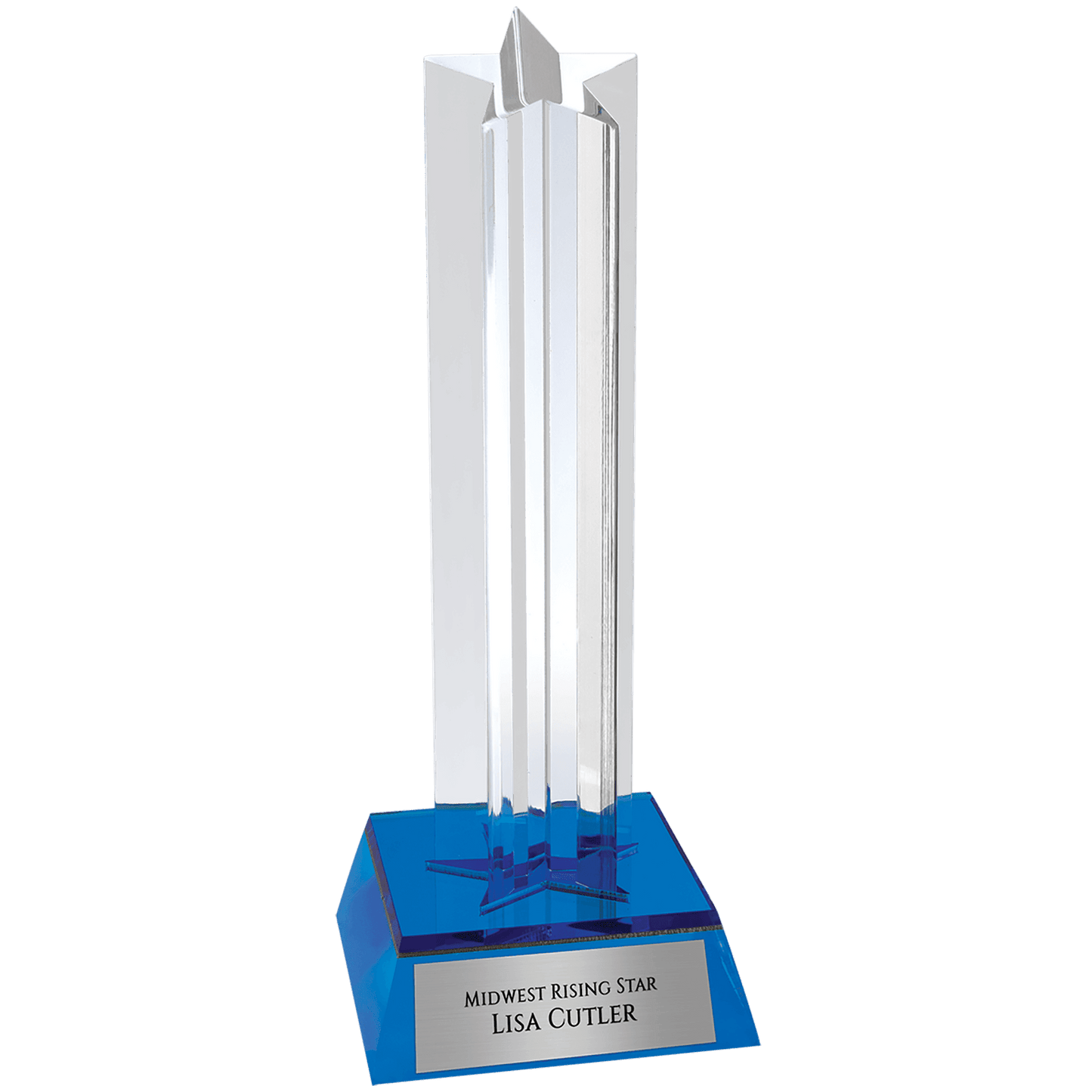 7 1/2" Blue Star Column Acrylic with Blue Base