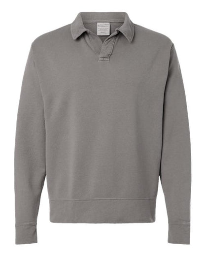 ComfortWash by Hanes GDH490 Unisex Garment-Dyed Polo Collar Sweatshirt - Custom Decorated