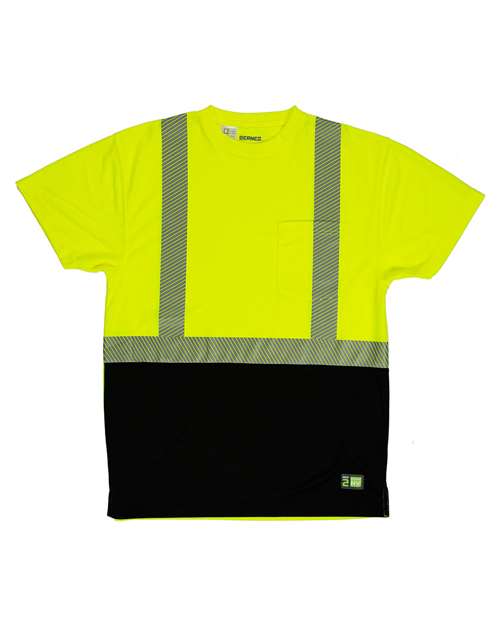 Berne Apparel HVK017 Men's Hi-Vis Class 2 Color Blocked Pocket T-Shirt - Custom Decorated