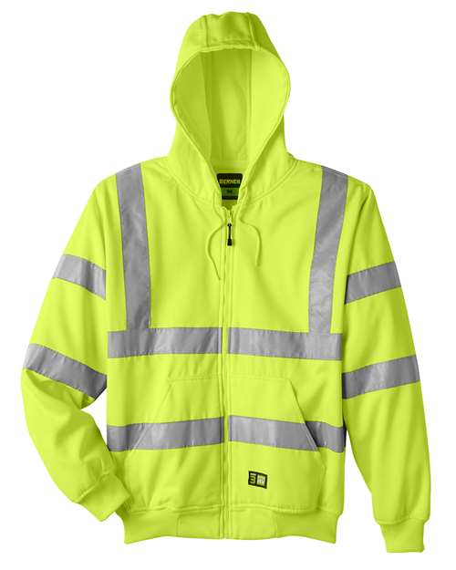 Berne Apparel HVF021 Men's Berne Hi-Vis Class 3 Lined Hooded Sweatshirt - Custom Decorated