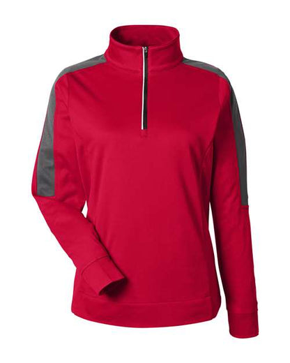 CORE365 CE404W Women's Market Snag Protect Mesh Colorblock Quarter-Zip Pullover