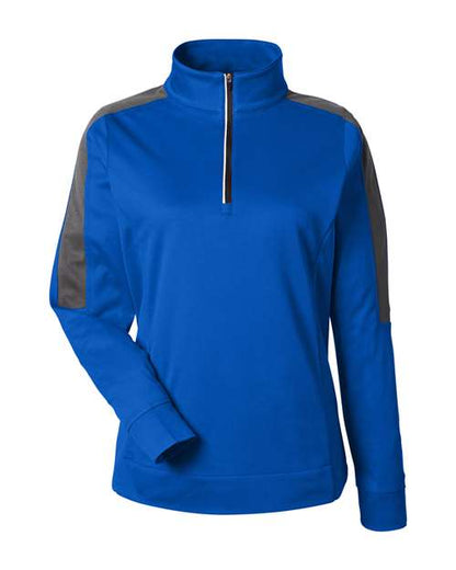 CORE365 CE404W Women's Market Snag Protect Mesh Colorblock Quarter-Zip Pullover