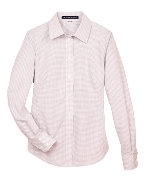 Devon & Jones DG510W Women's Crown Collection Micro Tattersall Woven Dress Shirt - Custom Decorated