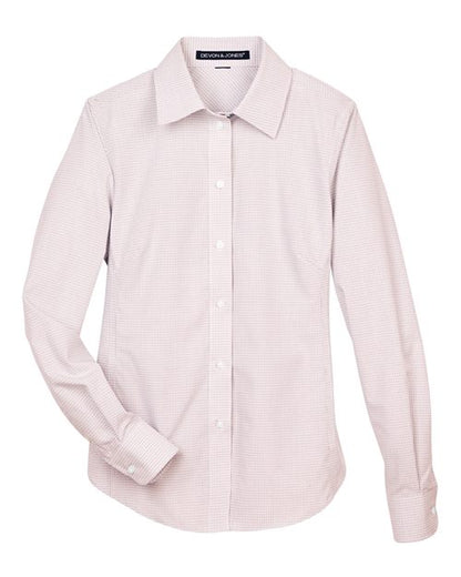 Devon & Jones DG510W Women's Crown Collection Micro Tattersall Woven Dress Shirt - Custom Decorated