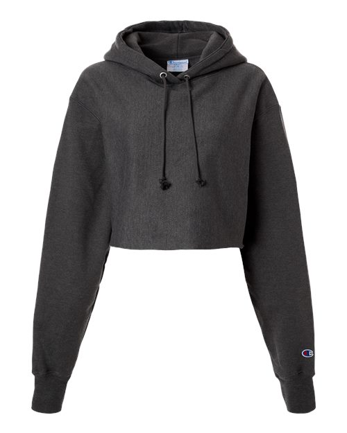 Champion RW01W Women's Reverse Weave Hooded Cropped Sweatshirt - Custom Decorated