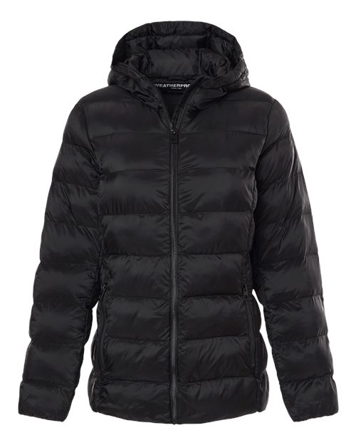 Weatherproof W26715 Women's Lightweight Poly-filled Hooded Puffer Jacket - Custom Decorated