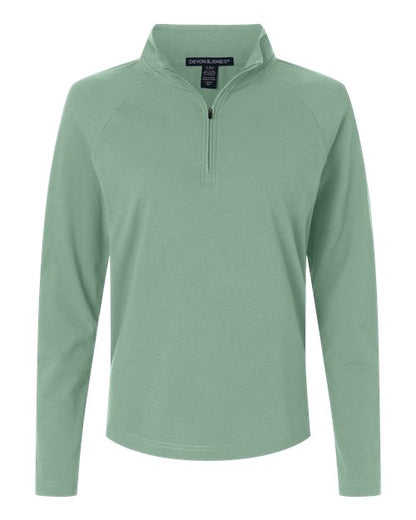 Devon & Jones DG402W Women's Seaton Pebble Textured Quarter-Zip Pullover - Custom Decorated