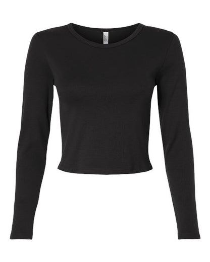 American Apparel BR2107 Women's Baby Rib Long Sleeve Cropped Tee - Custom Decorated