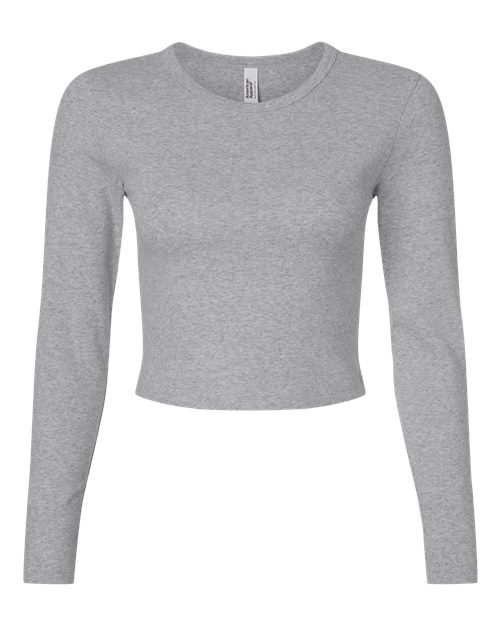 American Apparel BR2107 Women's Baby Rib Long Sleeve Cropped Tee