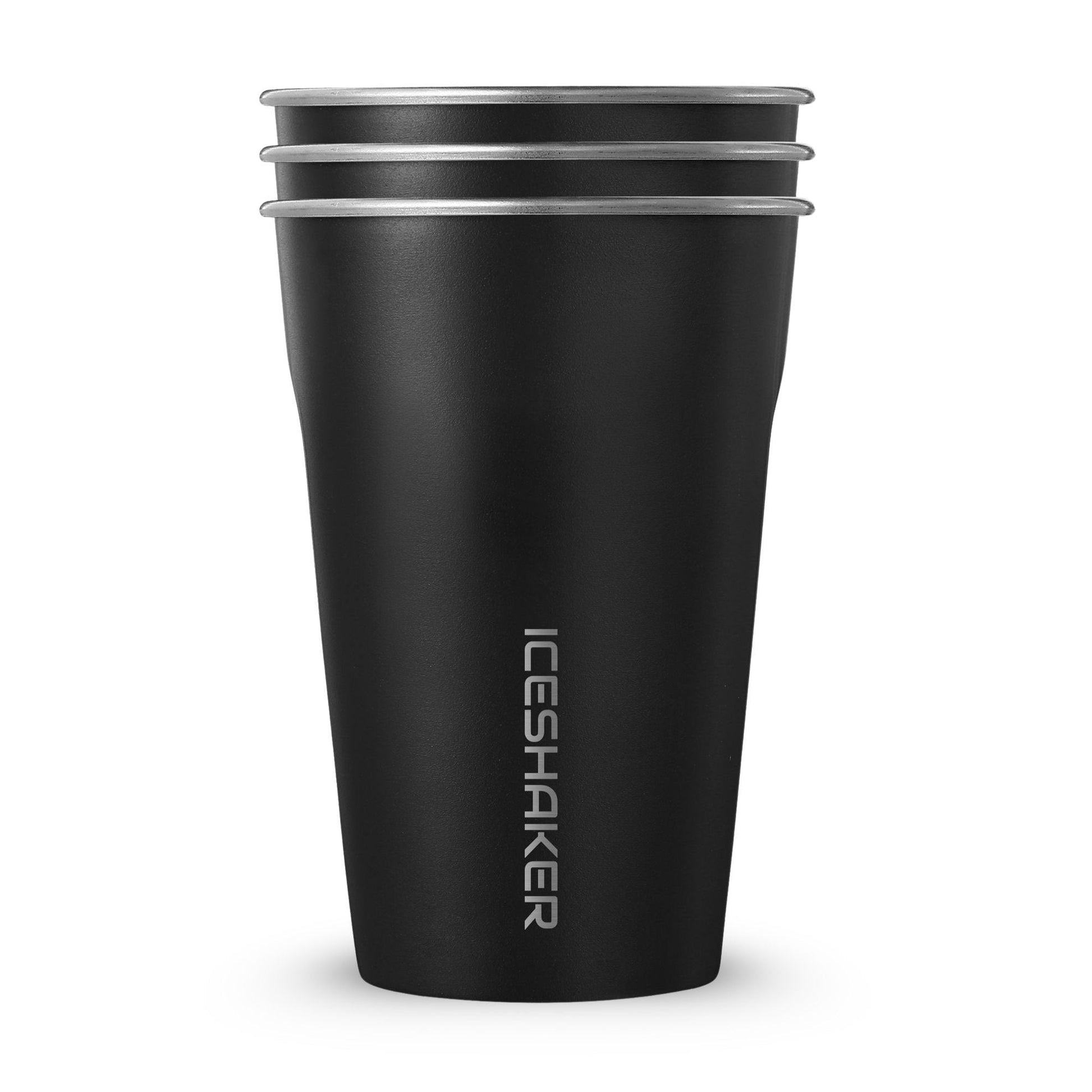 Black 20oz Stainless Steel Cups - 3 Pack