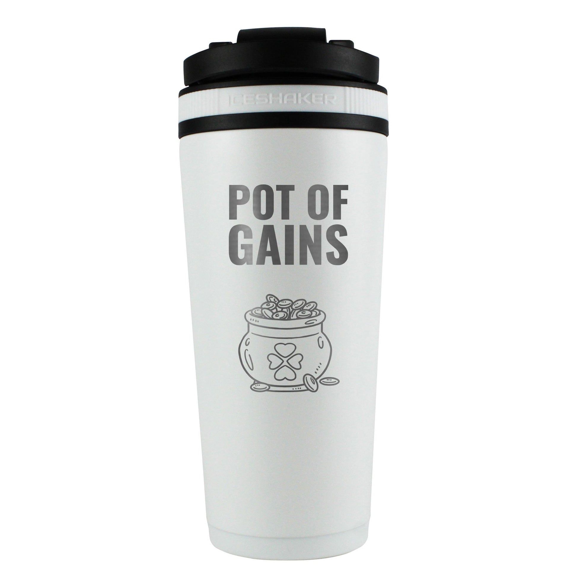 St. Patrick's Day Pot-O-Gains 26oz Ice Shaker - White