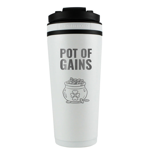 St. Patrick's Day Pot-O-Gains 26oz Ice Shaker - White