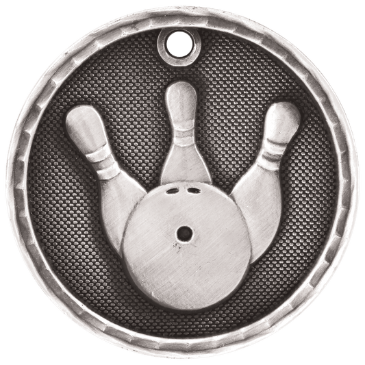 Antique Silver 2" 3D Bowling Medal