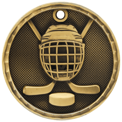 Antique Gold 2" 3D Hockey Medal