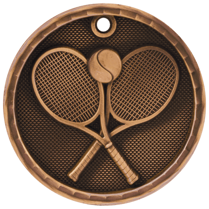 Antique Bronze 2" 3D Tennis Medal