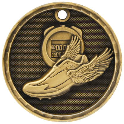 Antique Gold 2" 3D Track Medal