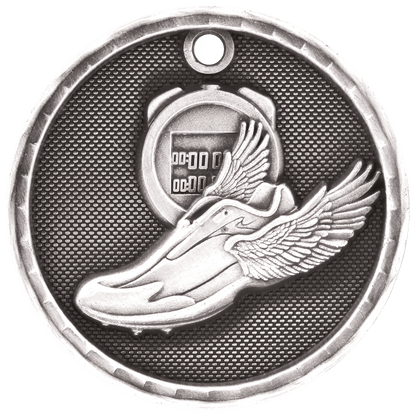 Antique Silver 2" 3D Track Medal