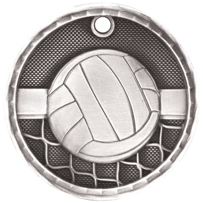 Antique Silver 2" 3D Volleyball Medal