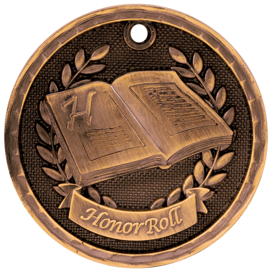 Antique Bronze 2" 3D Honor Roll Medal