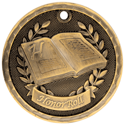 Antique Gold 2" 3D Honor Roll Medal