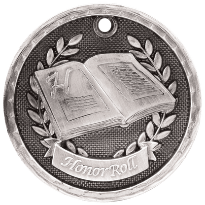 Antique Silver 2" 3D Honor Roll Medal