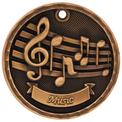 Antique Bronze 2" 3D Music Medal